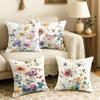 Floral Spring Summer Garden Throw Pillow Covers Pink Purple Green One Sided Decorative Pillowcase Living Room Bedroom Sofa Decor