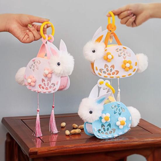 Yousheng DIY Rabbit Lantern Kit for Kids Handmade Plush Rabbit Handheld Lantern for Chinese New Year Mid-Autumn Festival Decoration