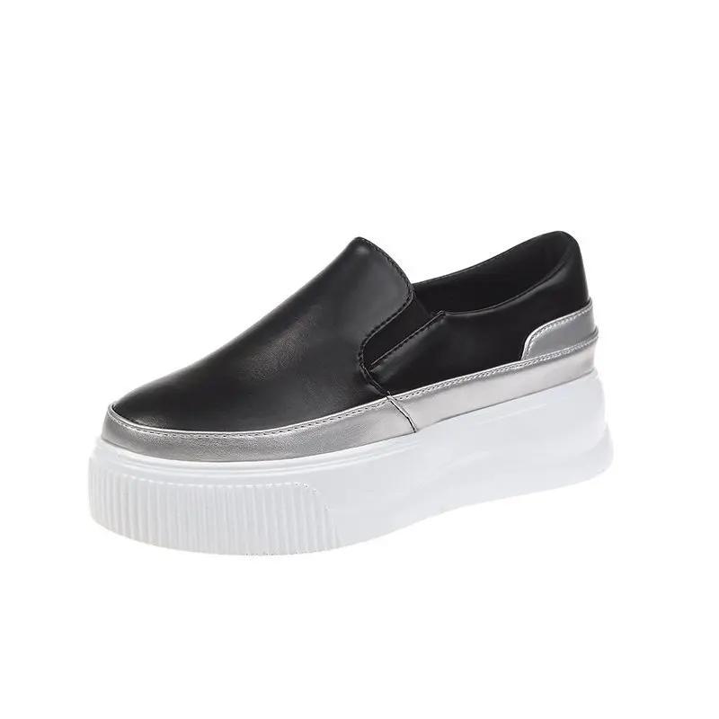 

Женские туфли-лоферы Slip on, женские туфли на платформе с шитьем, вулканизированные туфли, женская обувь из искусственной кожи, модная повседневная обувь для женщин, удобная обувь 40
