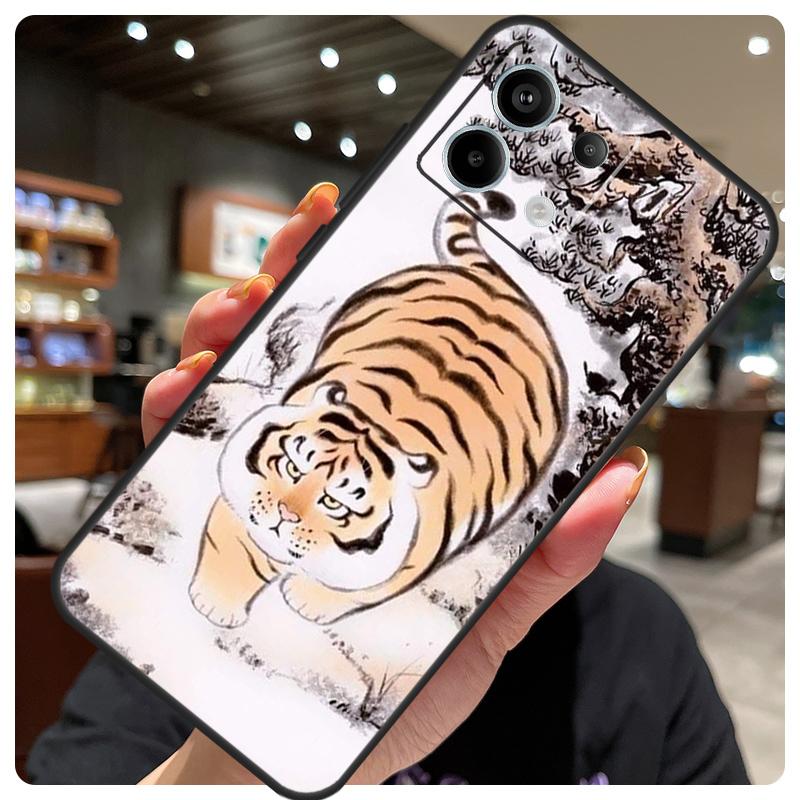 Cartoon Fat Tiger Case For Xiaomi Redmi Note 11 10 12 13 14 15 Pro Plus Cover For Redmi 15 15C 10C 12C 13C 14C