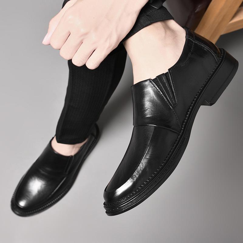 Men's shoes 2025 summer new men's gentleman's style light luxury waterproof one-pedal lightweight pointed head height increase casual leather shoes