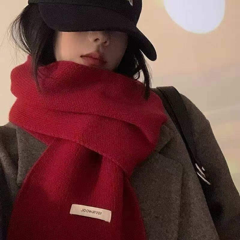 Winter new cute knitted scarf winter warm atmosphere student couple versatile double-sided can be worn