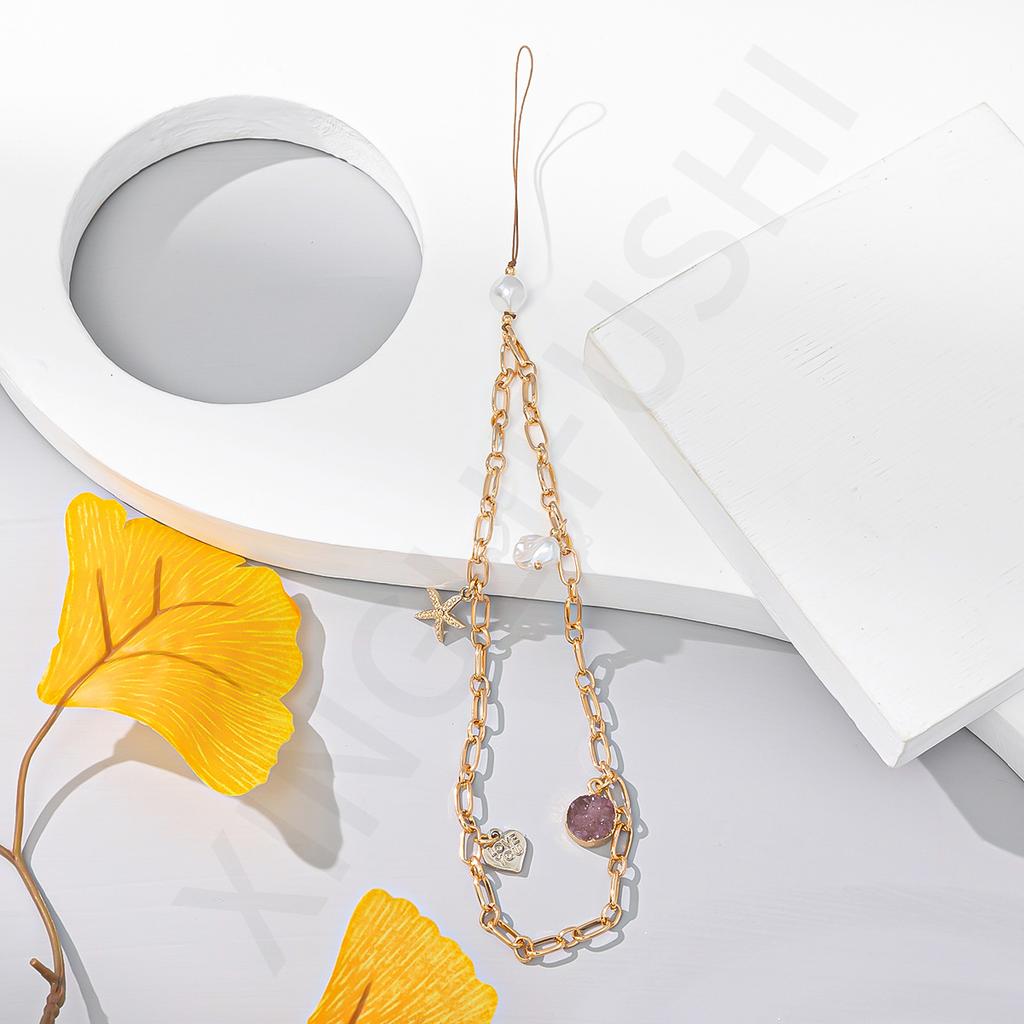 Ins Simple Style Fashionable Pearl Short Mobile Phone Chain, European and American Anti-lost Mobile Phone Rope Female Key Lanyard