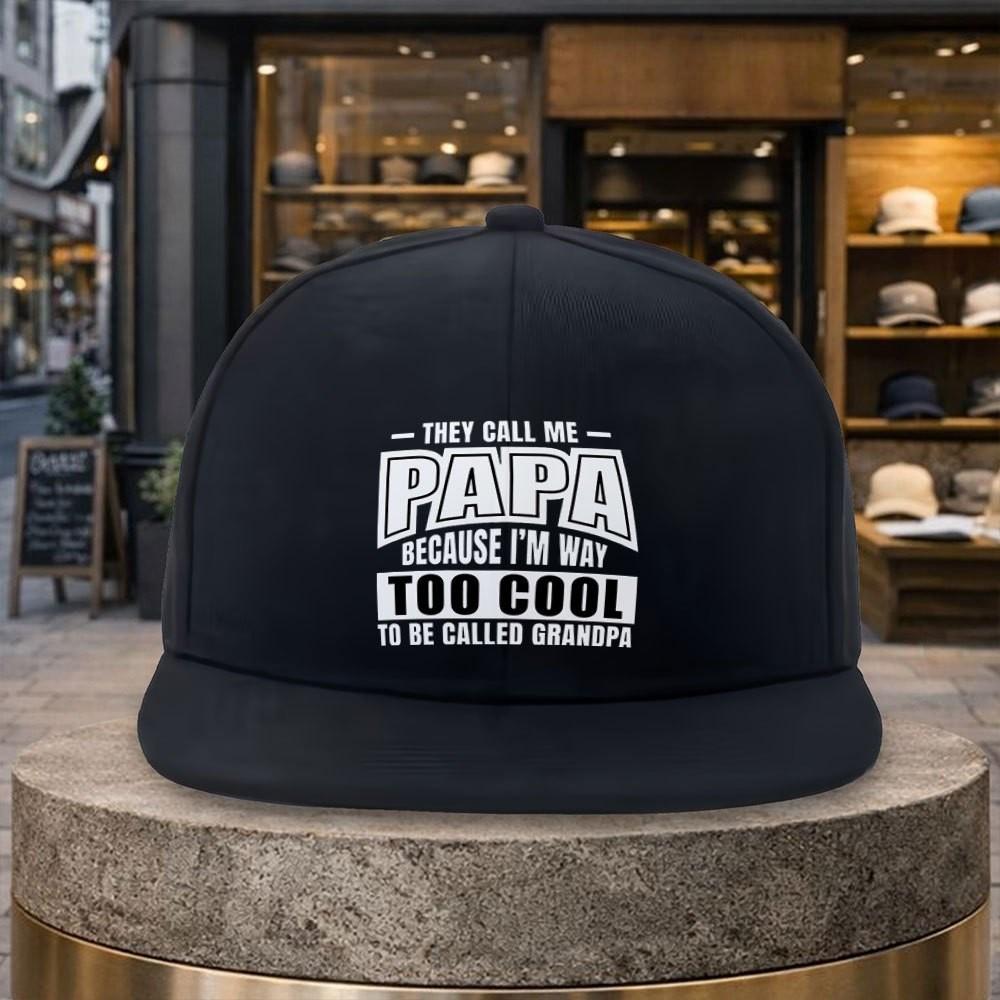 Papa Too Cool Grandpa Funny Slogan Baseball Cap Polyester Adult Casual Snapback Hat Unisex Outdoor