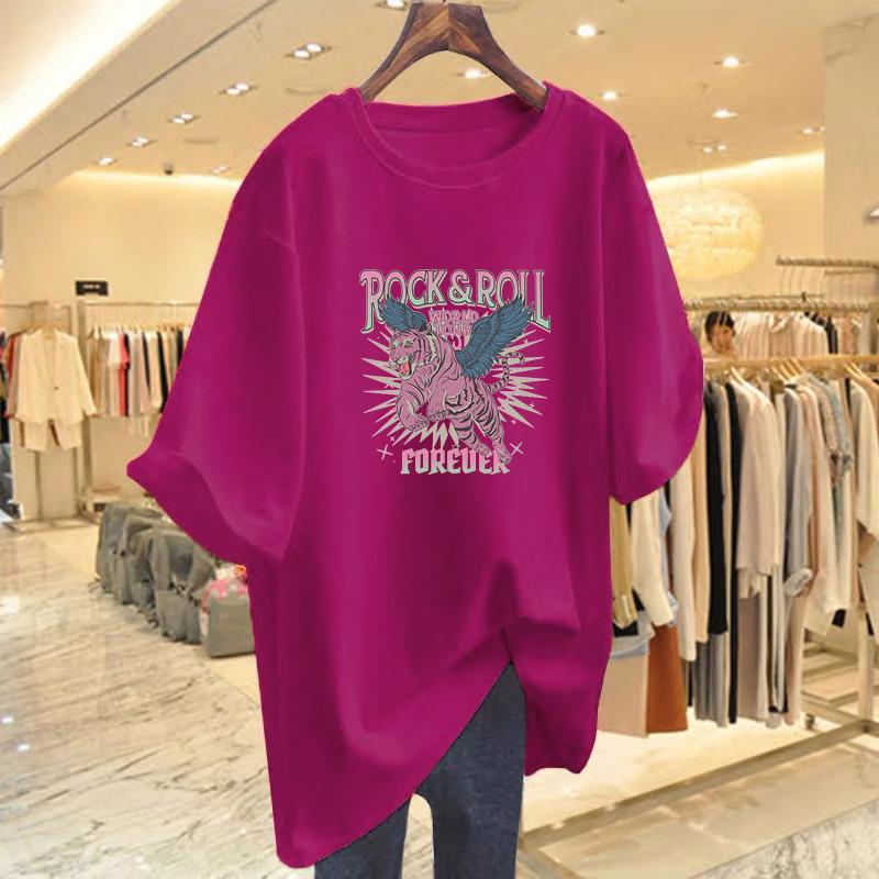 Women's Loose White Cartoon Print Short-Sleeve T-Shirt