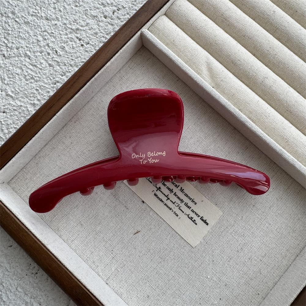 New Year Red Collection: Large Gold Logo Hair Claw—Back of Head Shark Clip Accessory