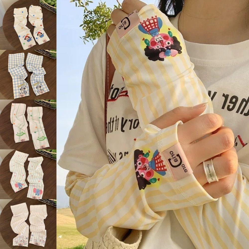 Cartoon Print Women's Sun Protection Sleeves Loose Ice Sleeves Cycling Arm Sleeve Summer Outdoor