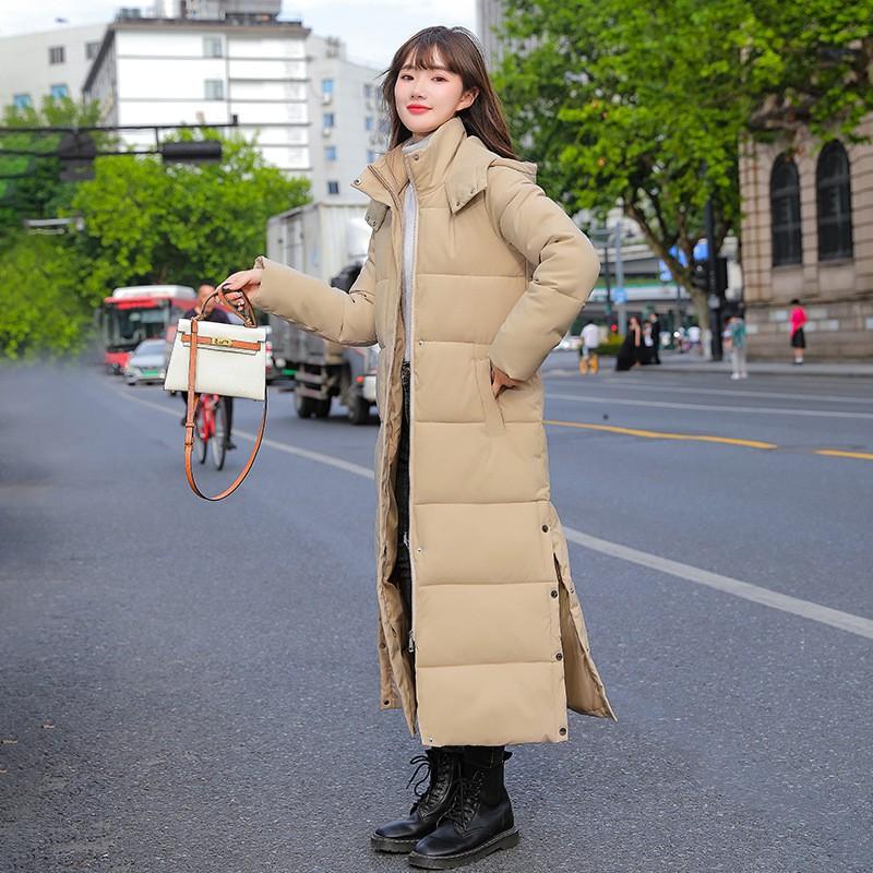 Womens Oversized Long Puffer Coat Winter Warm Hooded Cotton-Padded Jacket Loose Fit Plus Size