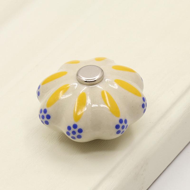 

Retro European Style Cabinet Handle Wardrobe Ceramic Drawer Knobs Door Handle Circular Cupboard Pulls Floral Furniture Hardware