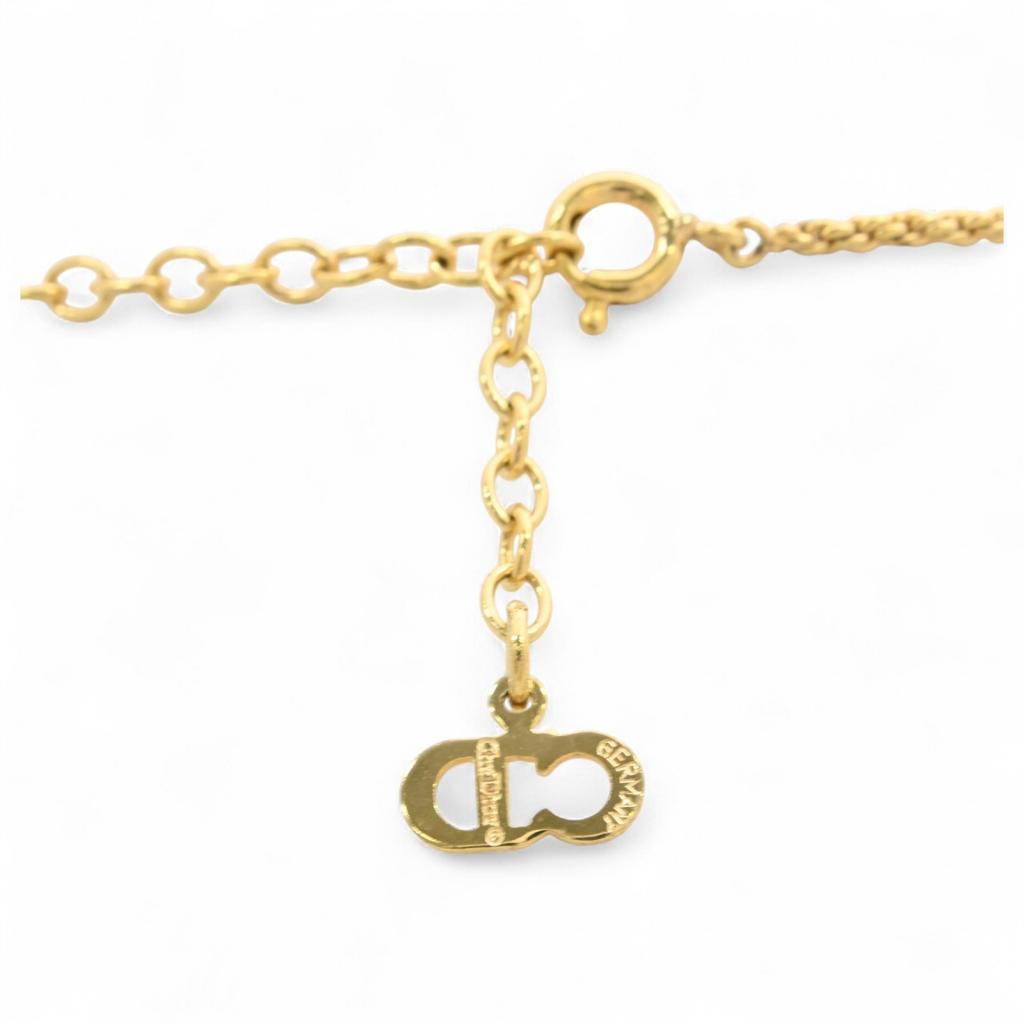 Auth Dior CD Logo Necklace Rhinestone Di9907bd