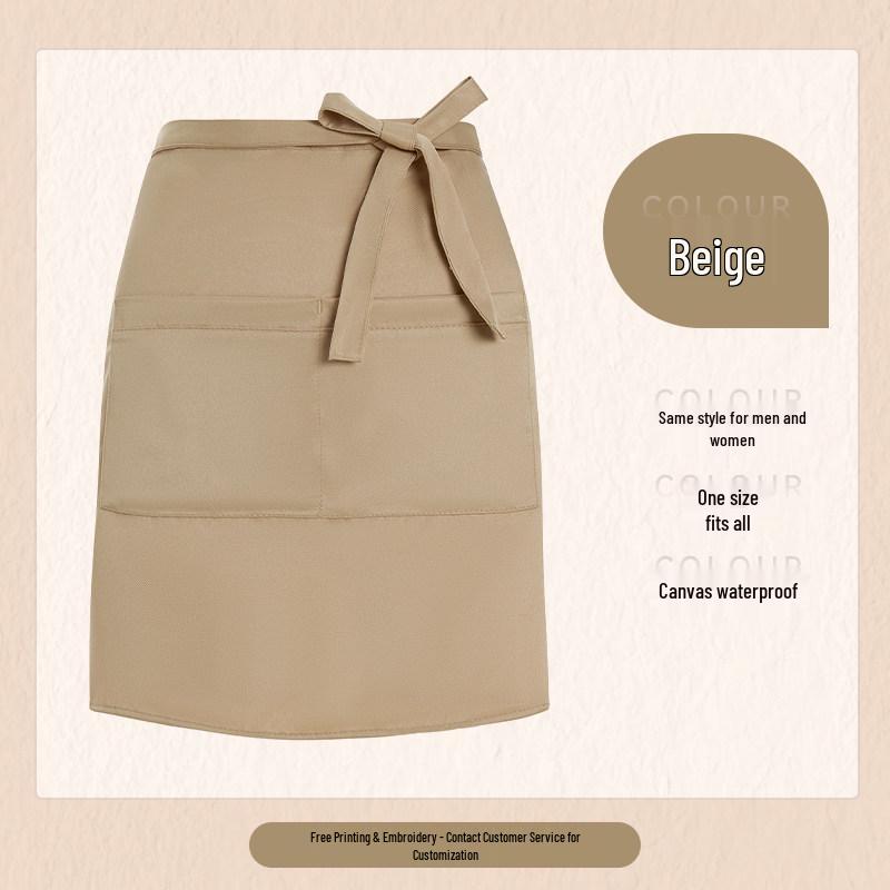 Custom Waterproof Canvas Waist Apron with Logo for Catering, Milk Tea Shops, Baristas