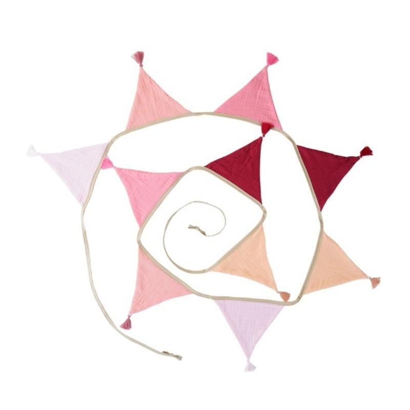 Festoni Bandierine in Cotone Crepe Colori Caramella Luminosi Per Asilo Nido Compleanni di Bambini Feste Eventi