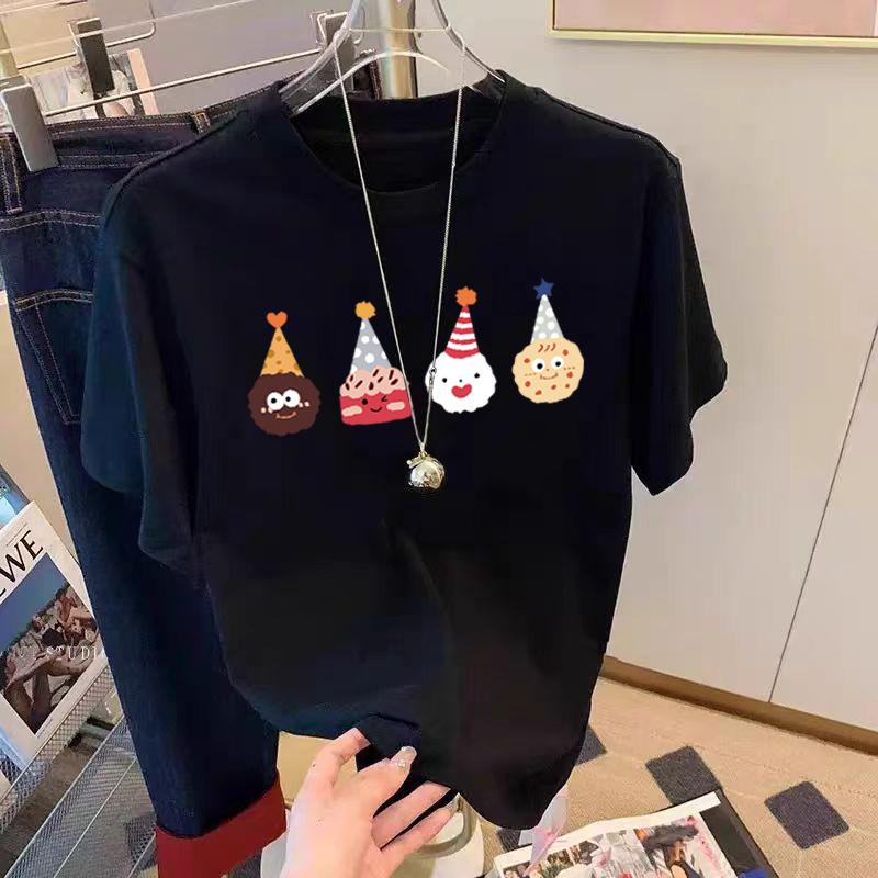 Niche Non-collision Front Shoulder Pure Cotton Short-sleeved T-shirt Women's New Fashionable Versatile Foreign Style Thin Top Summer