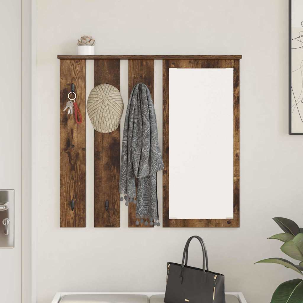 Wall Mounted Coat Rack Smoked Oak Finish 84 x 10 x 80 cm