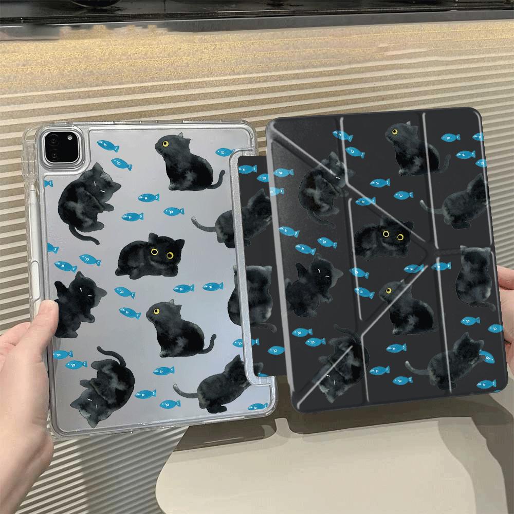

Cute Cartoon Cat Y-Fold Holder Cover Tablet Case For iPad Pro 11th 10th 9th 8th 7th 12.9inch Pro 2025 Mini 6 7 Air 4 5 M3 M2 1 2 iPad Mini 7 8.3