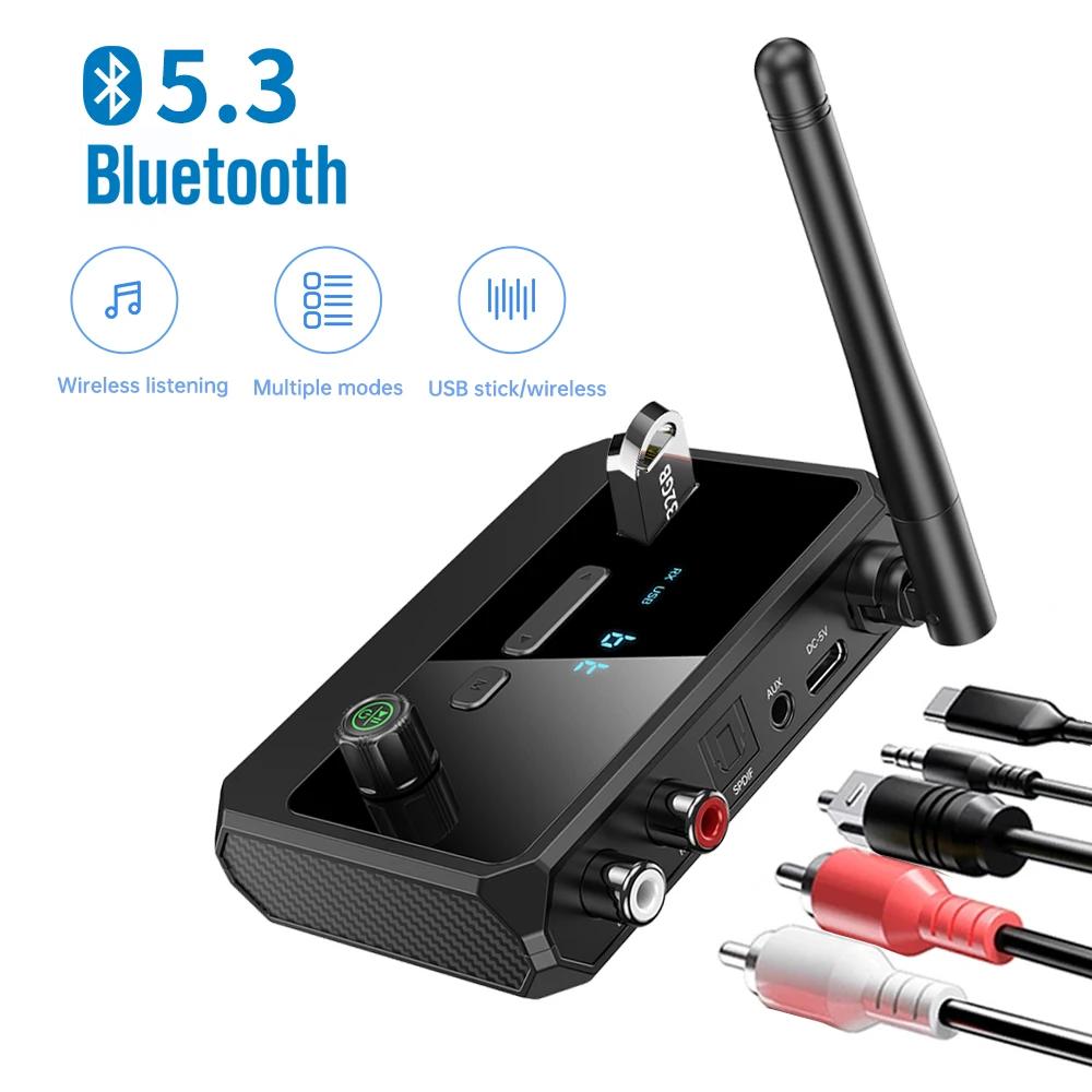 

Bluetooth 5.3 Аудіоприймач 3,5 мм AUX RCA USB-накопичувач/TF HIFI Стерео Музичний Бездротовий Адаптер З Мікрофоном Для Автомобільного Комплекту Динаміка Підсилювача чорний