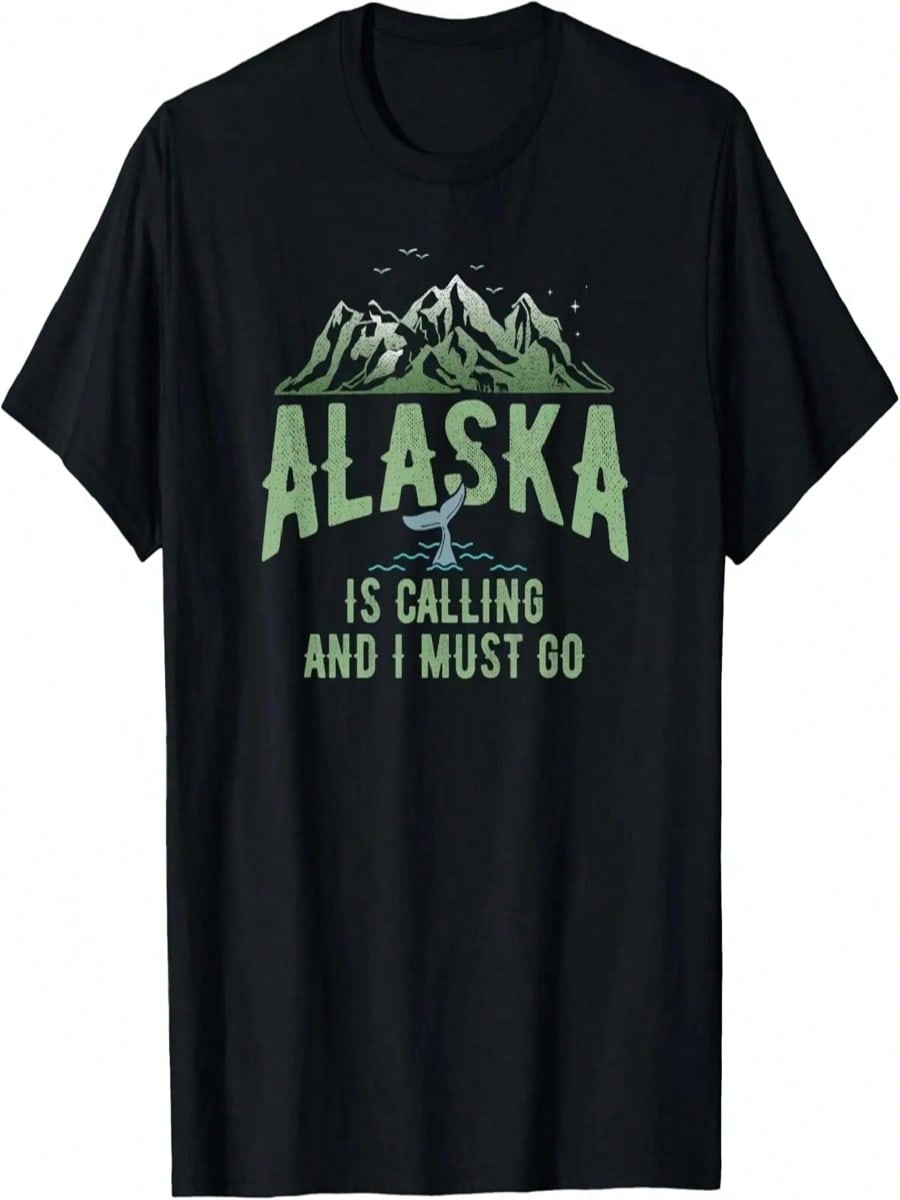 Alaska Is Calling And I Must Go Camping T-Shirt Green Design T-Shirt S разноцветный