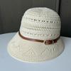 New belt buckle knitted fisherman hat women spring and summer hollow breathable leisure basin hat travel sun protection visor