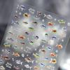 1pcs Ocean Marine Life Jellyfish Dolphin Shell Starfish Frangipani Ocean 5D Nail Art Stickers Embossed Nail Decals