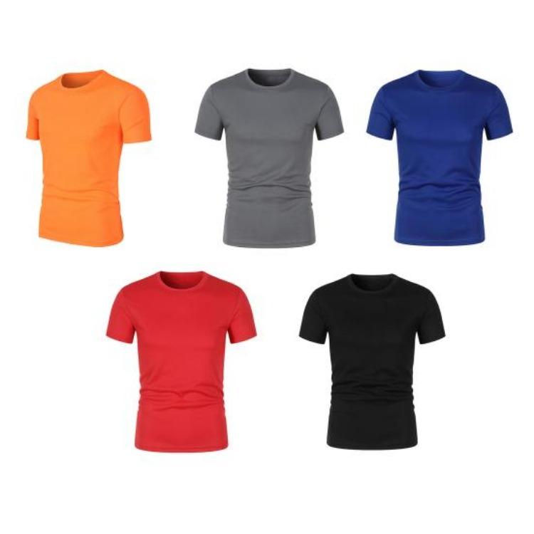 Solid Color Men's Short Sleeve Slim Fit Quick-Drying Gym Tee Shirt Daily Wear Fitness T-shirt Casual Sports Round Neck