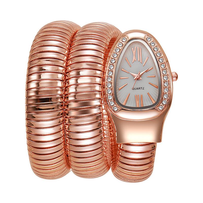 Zhejiang Crafted Snake Shaped Quartz Watch With Elliptical Dial For Trendy Women