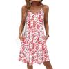 Summer new European and American printed suspender dress holiday style V-neck A-shaped skirt fashion beach skirt