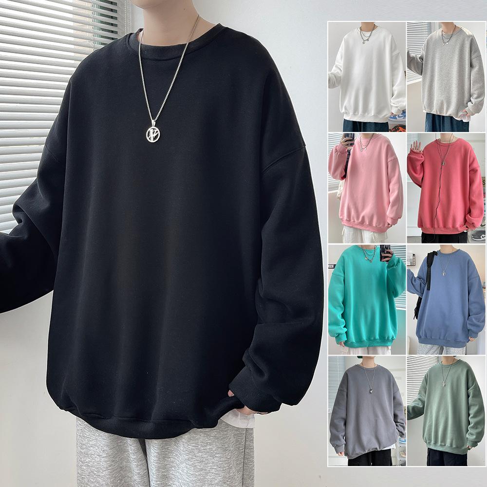 Herrenpullover Neuer Frühling und Herbst Lockerer lässiger Rundhalspullover Einfarbiger Herrenpullover Langarm-Unterhemd