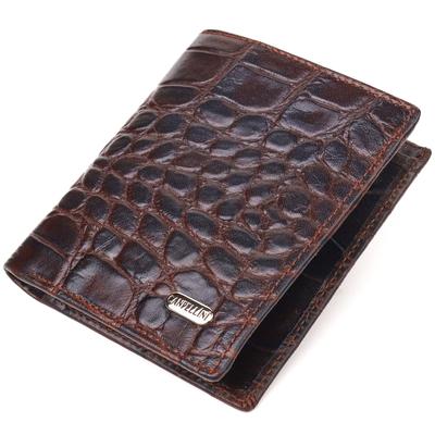 Stylish Men's Wallet Made of Genuine Textured Leather CANPELLINI Purse 21497 Brown