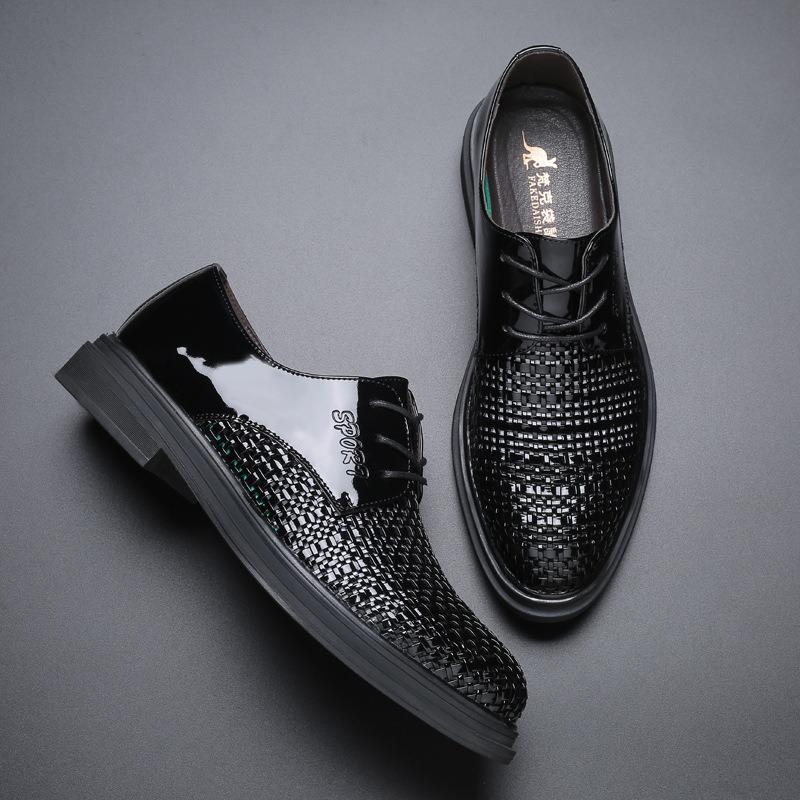 Sandali estivi da uomo sandali da uomo intrecciati a mano traspiranti scarpe in pelle business casual scarpe con fori scarpe da uomo scarpe con plateau