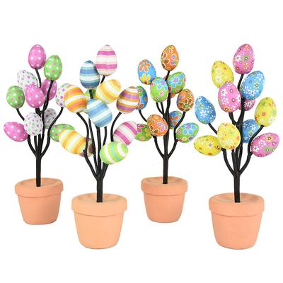 Branche d'arbre d'œufs de Pâques colorés 2025 Décoration de Pâques pour la maison Bricolage Peinture Mousse Œufs de lapin Cadeau pour enfants Fête Faux Plantes à fleurs