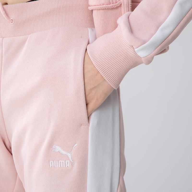 Puma Calças de Moletom Casuais Retrô Esportivas Respiráveis com Punho Calças de Moletom Femininas Rosa 531418-36