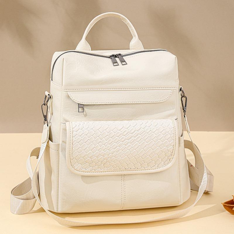 Backpack Women's New Woven Backpack Fashion Versatile Casual Multifunctional Travel Bag Women