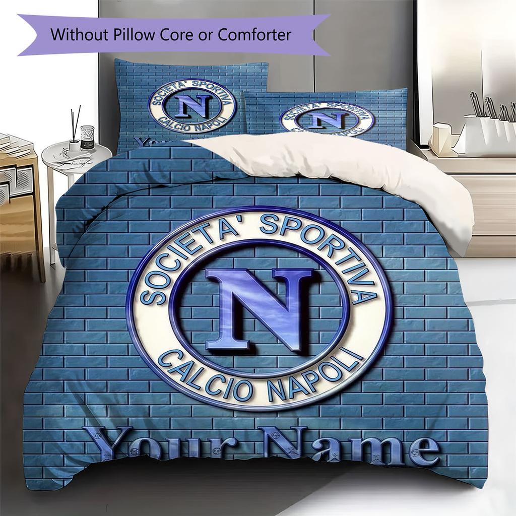 SSC Napoli Custom Name Pattern Bedding,Quilt Set Quilt Cover Pillowcase Home Birthday Gift(1 * duvet cover + 2 * pillowcase, without core)