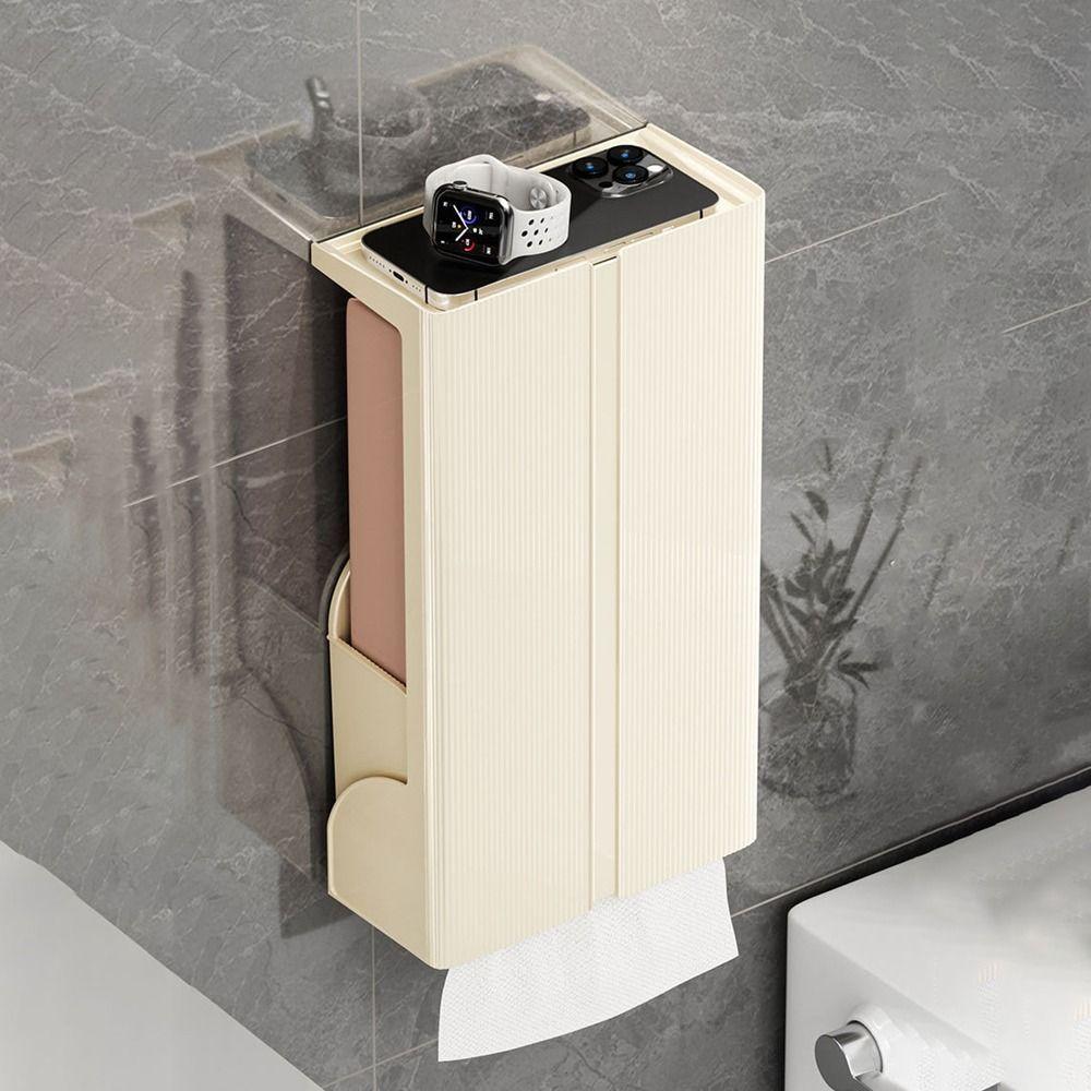 Wall Mounted Wall-mounted Long Tissue Box No Punch Toilet Paper Box  for Home
