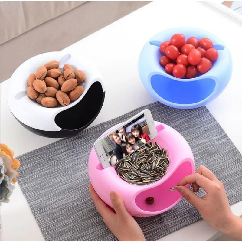 1ks Kruhový tác na ovoce se slunečnicovými semínky Odnímatelný dvouvrstvý tác na cukroví Silikonový úložný box potravinářské kvality