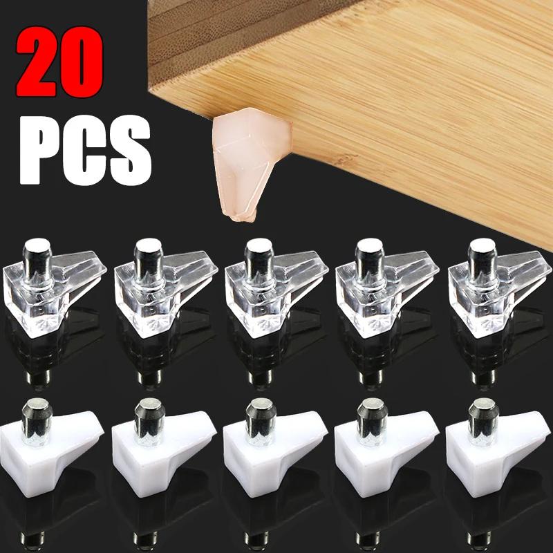20/10Pcs Studs Pegs Shelf Laminate Support Wardrobe Cupboard Wooden Furniture Glass Plate Transparent Bracket Holder Supplies