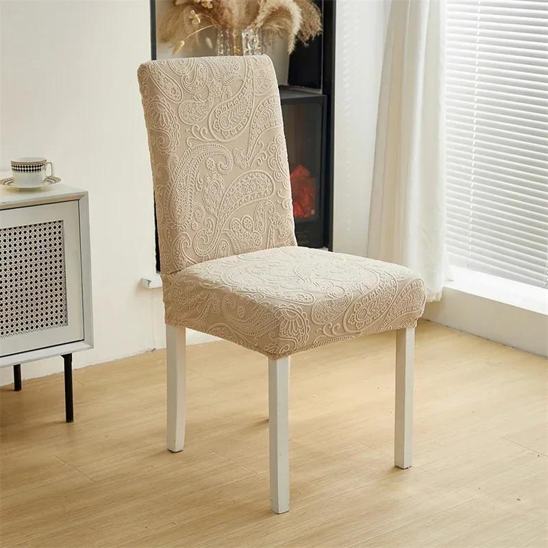 1/2/4/6pcs Jacquard Chair Cover Stretch French Dining Chair Cover for Living Room Wedding Hotel Cubierta Del Asiento Funda Silla