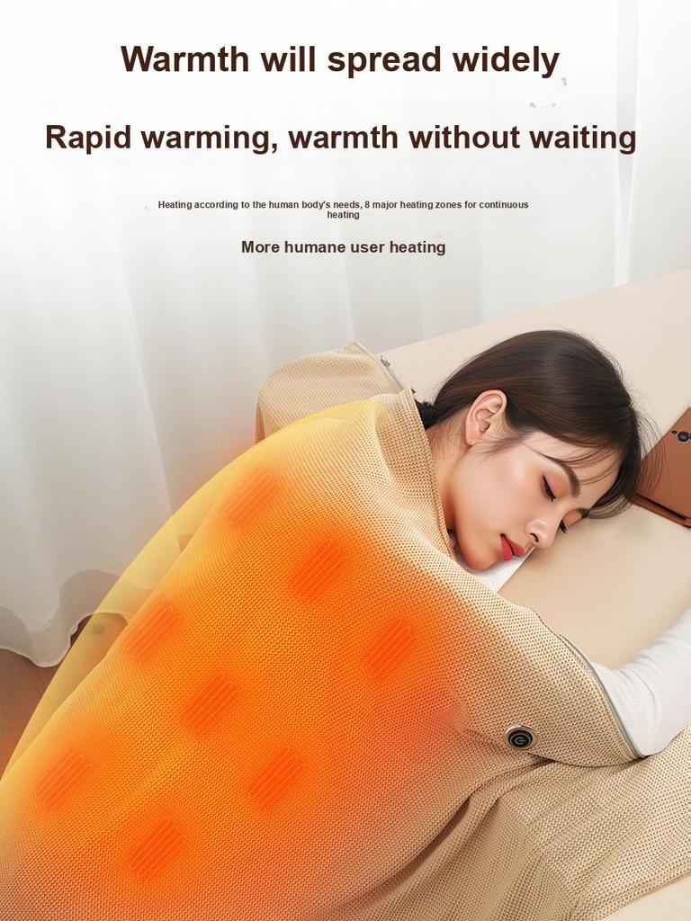 Portable Electric Heated Shawl Warmer Travel Blanket Washable Outdoor Small Home User without power bank