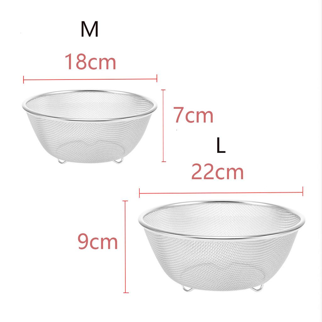 Stainless Steel Drain Basket For Washing Vegetables Fruit Rice Household Multi Use Mesh Sieve Kitchen Draining Basket Easy Clean