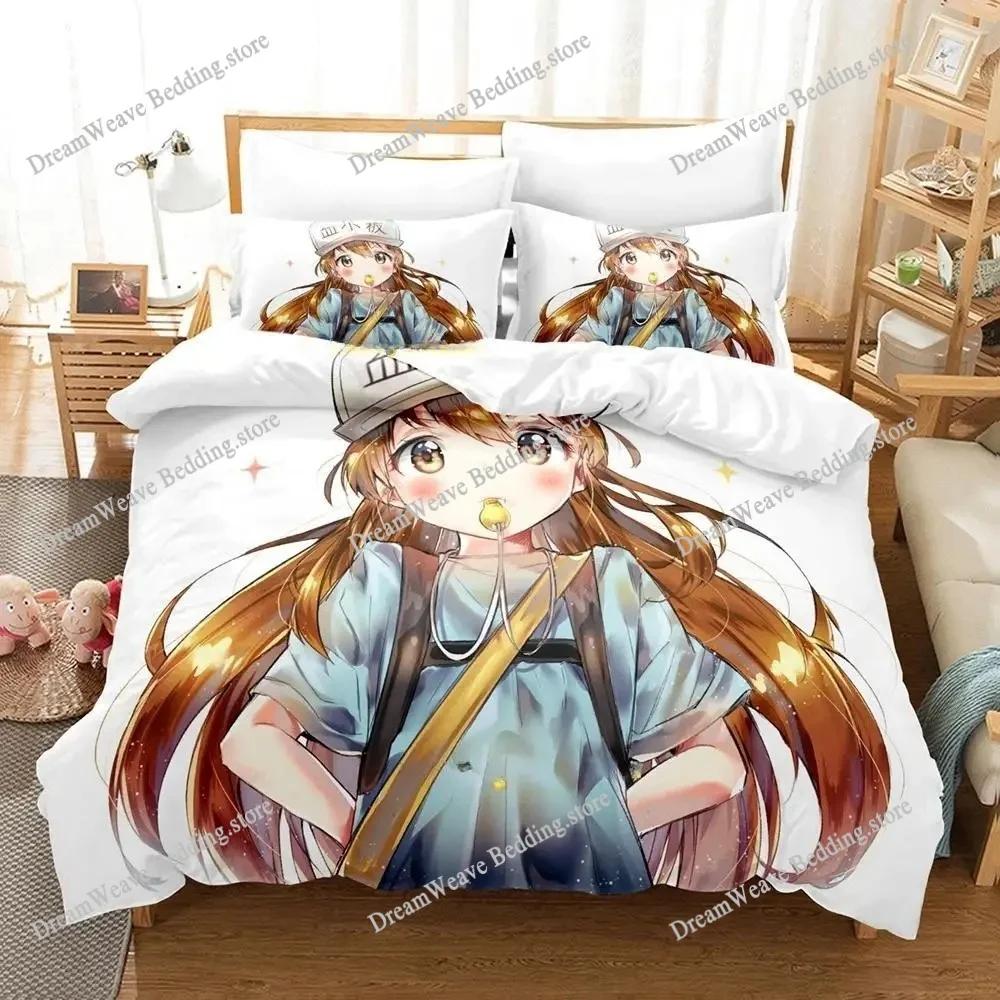 Cells At Work! Luxury Bedding Set Japan Anime Cartoon Duvet Cover Set Comforter Bedspread Twin Single Size Printed Home Textile
