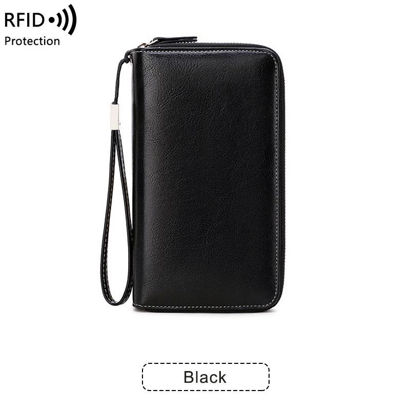 

Women Wallet RFID Blocking Secure Card Holder Multi-Functional Man Travel Wallets Plane Ticket Phone Zipper Bag Coin Purse