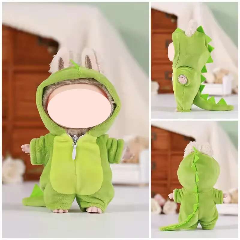 1517Cm Plush Doll Clothes For Labubu Doll'S Clothes Dinosaur Animal Suit Black Suit Rose Crown Outfit Accessories Doll Clothing