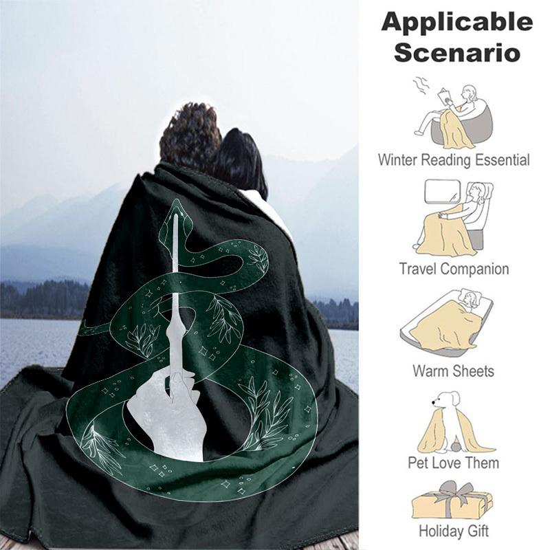 1pc Snake Holding Wand with Stars Cartoon Blanket,Portable Throw for Travel & Camping, All Season Cozy Blanket,Ideal Gift