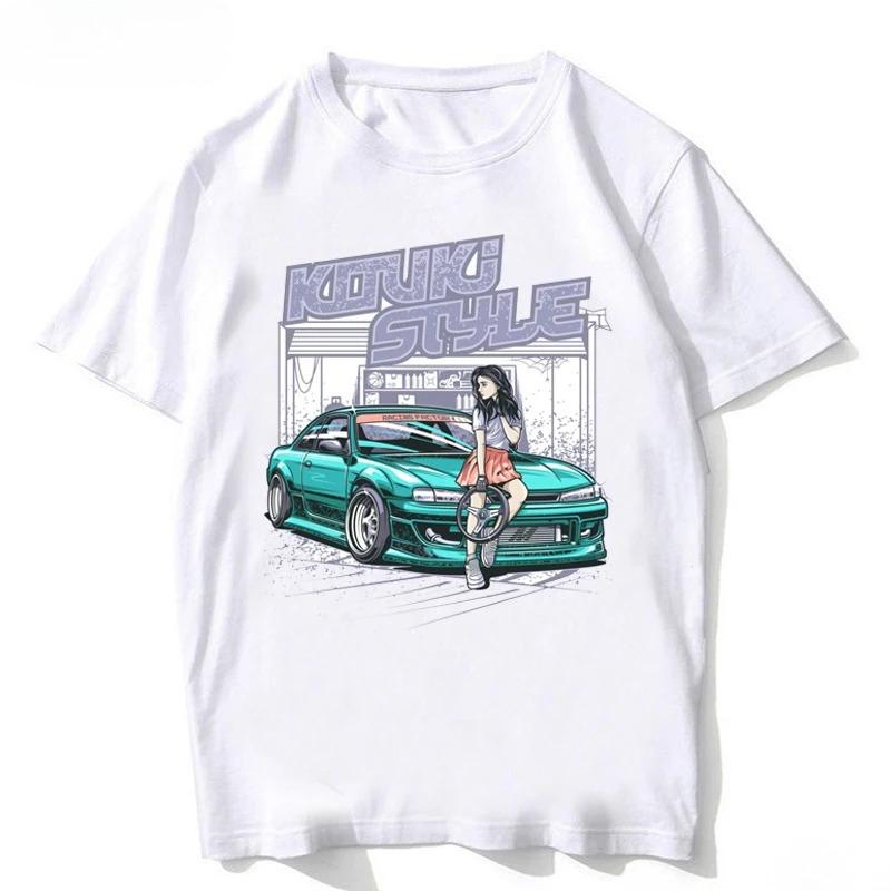 SChassis 13 SR20 Zasilane Klasyczne Koszulki Silvia S13 Kryminalna na Touge Styl Króla Driftu Japoński Samochód Wyścigowy T-shirt Męski JDM