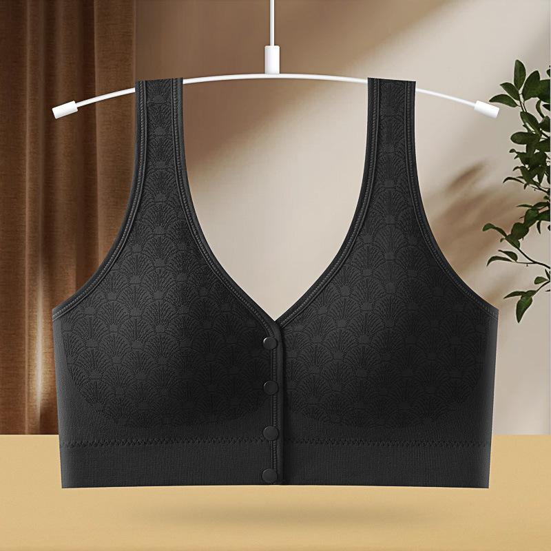 Front Closure Wireless Gathered Vest Style Nursing Bra For Middle Aged Women
