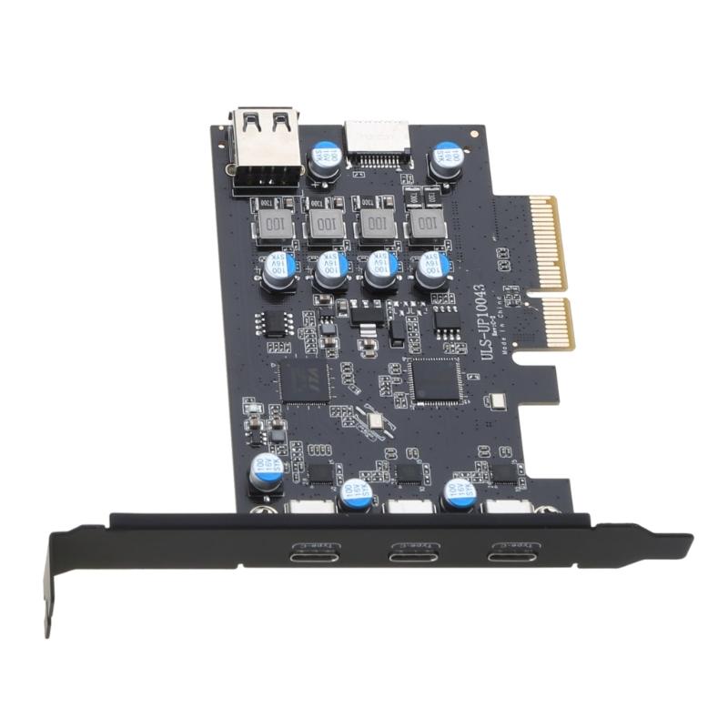 1PC PCI-E 4X PCI-Express To USB 3.2 Gen2 Type-C 3- Port Pansion Card Asm3142 Chip 20Gbps Support PCi-E 4 6 16