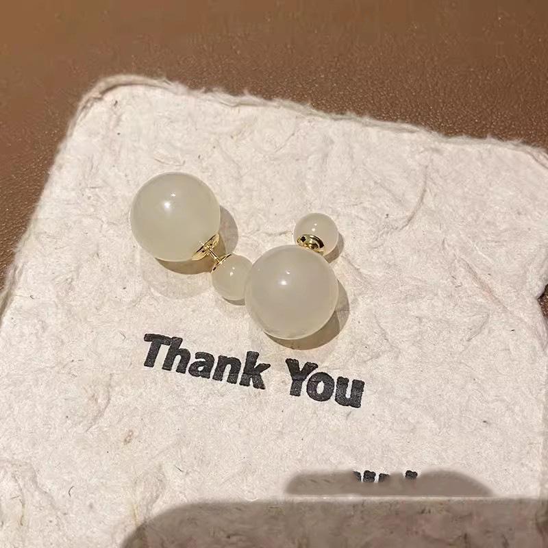 Double Sided Round Ball Earrings For Women Light Luxury Sweet Versatile Fresh Color Ear Studs Unique Jewelry Accessories