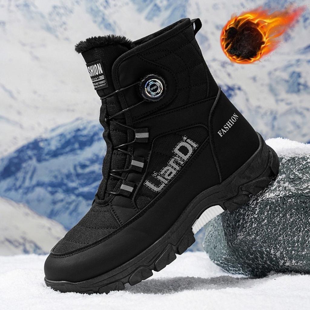 Thick Soled Shoes, Snow Boots, Plush, Thickened, Warm Shoes, Cotton Boots, Swivel Buckles, Breathable Men's Shoes