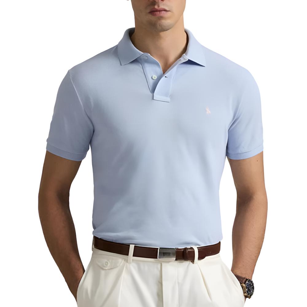 Polo Ralph Lauren Solid Logo Slim Fit Polo Shirt Men Tops Light-Blue 710680784-425