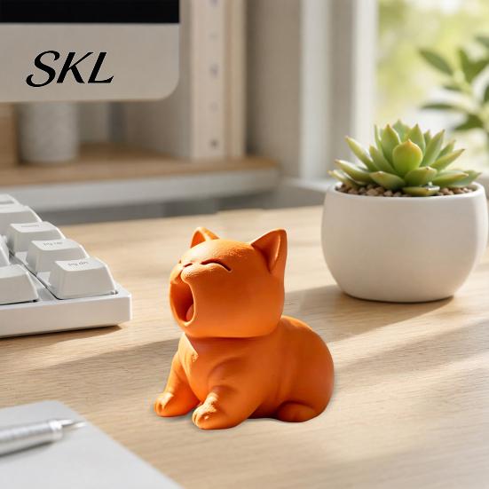 Handmade 3d Cat Sculpture 3D Printed Figurine, Cute Screaming Ornament, Creative Pet Tiny Display Figurine Kitten Desktop Decoration for Home
